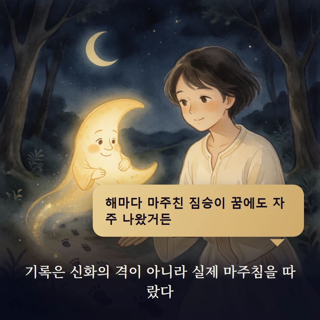 이야기 4컷 — 기록은 신화의 격이 아니라 실제 마주침을 따랐다