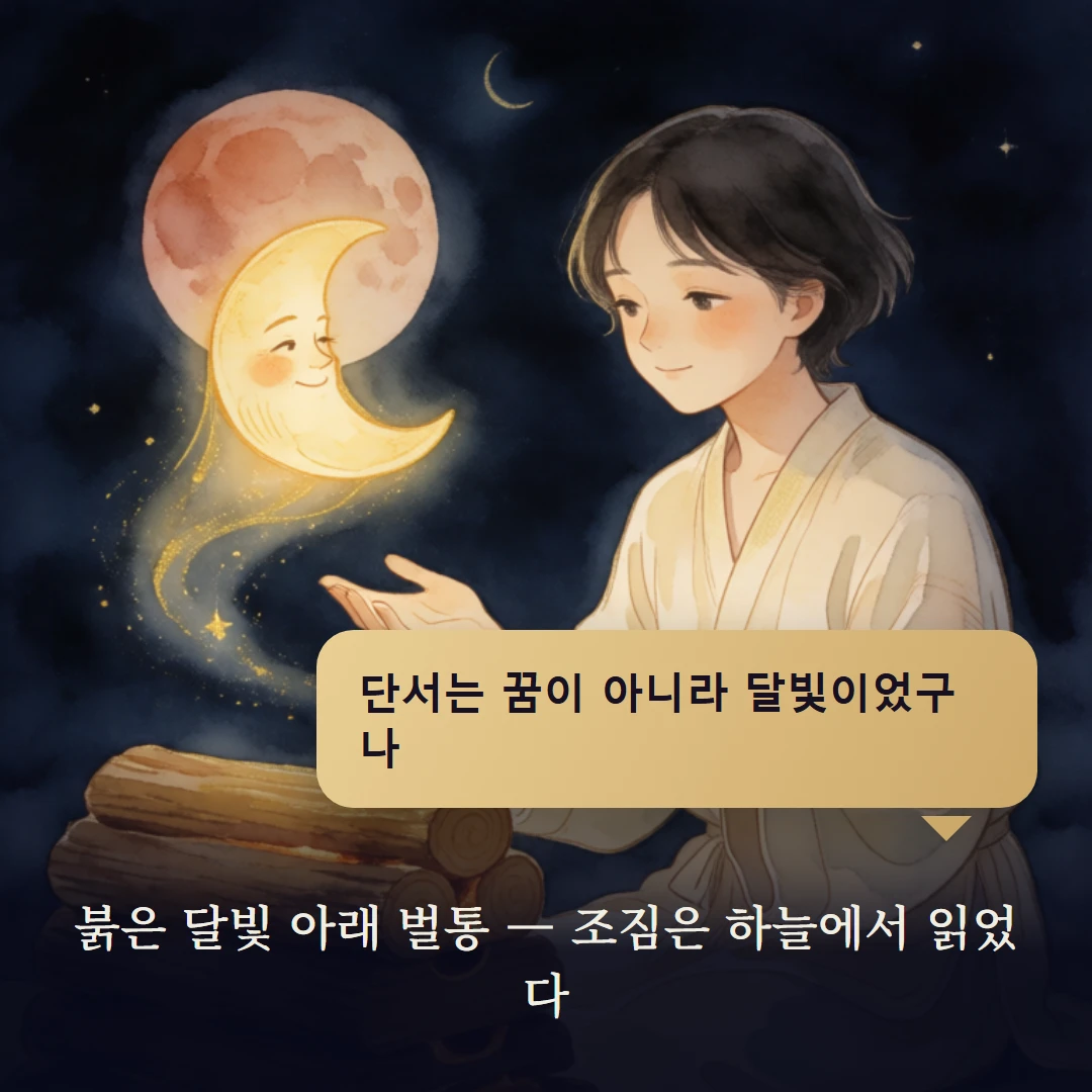 이야기 4컷 — 붉은 달빛 아래 벌통 — 조짐은 하늘에서 읽었다