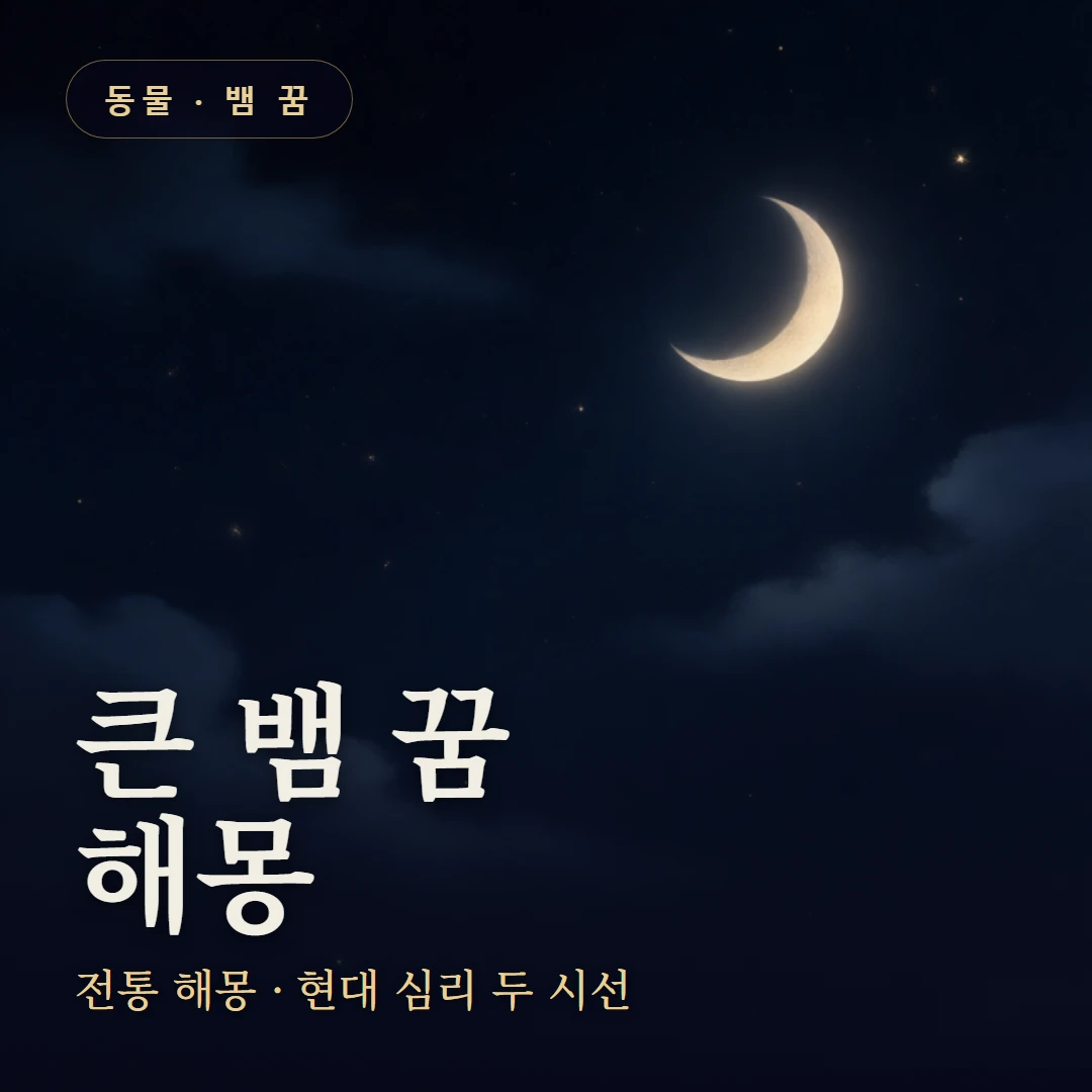 큰 뱀 꿈 요약 표지 — 전통 해몽 · 현대 심리 두 시선