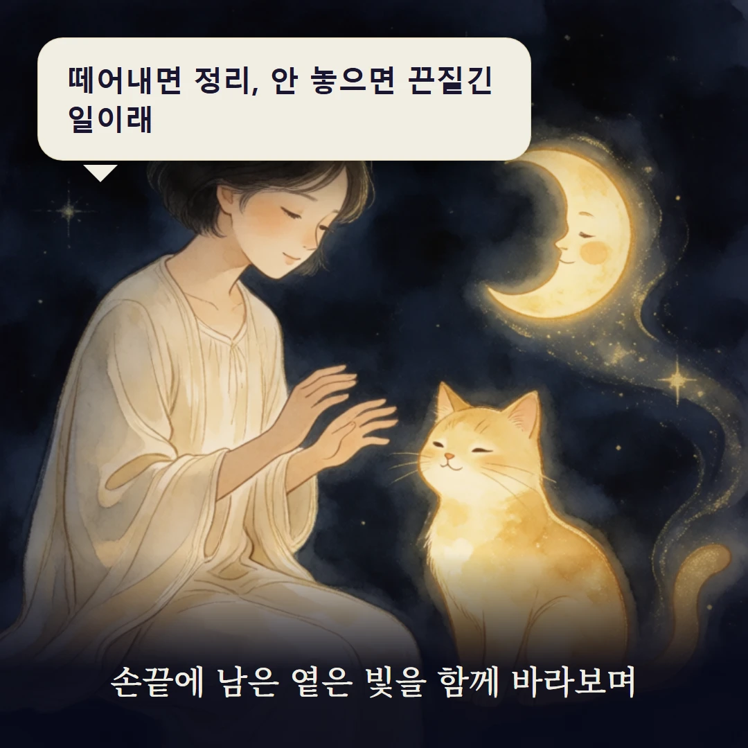 이야기 3컷 — 손끝에 남은 옅은 빛을 함께 바라보며