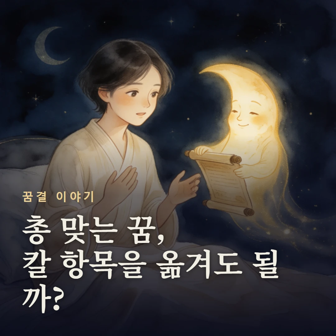 꿈결 이야기 표지 — 총 맞는 꿈, 칼 항목을 옮겨도 될까?