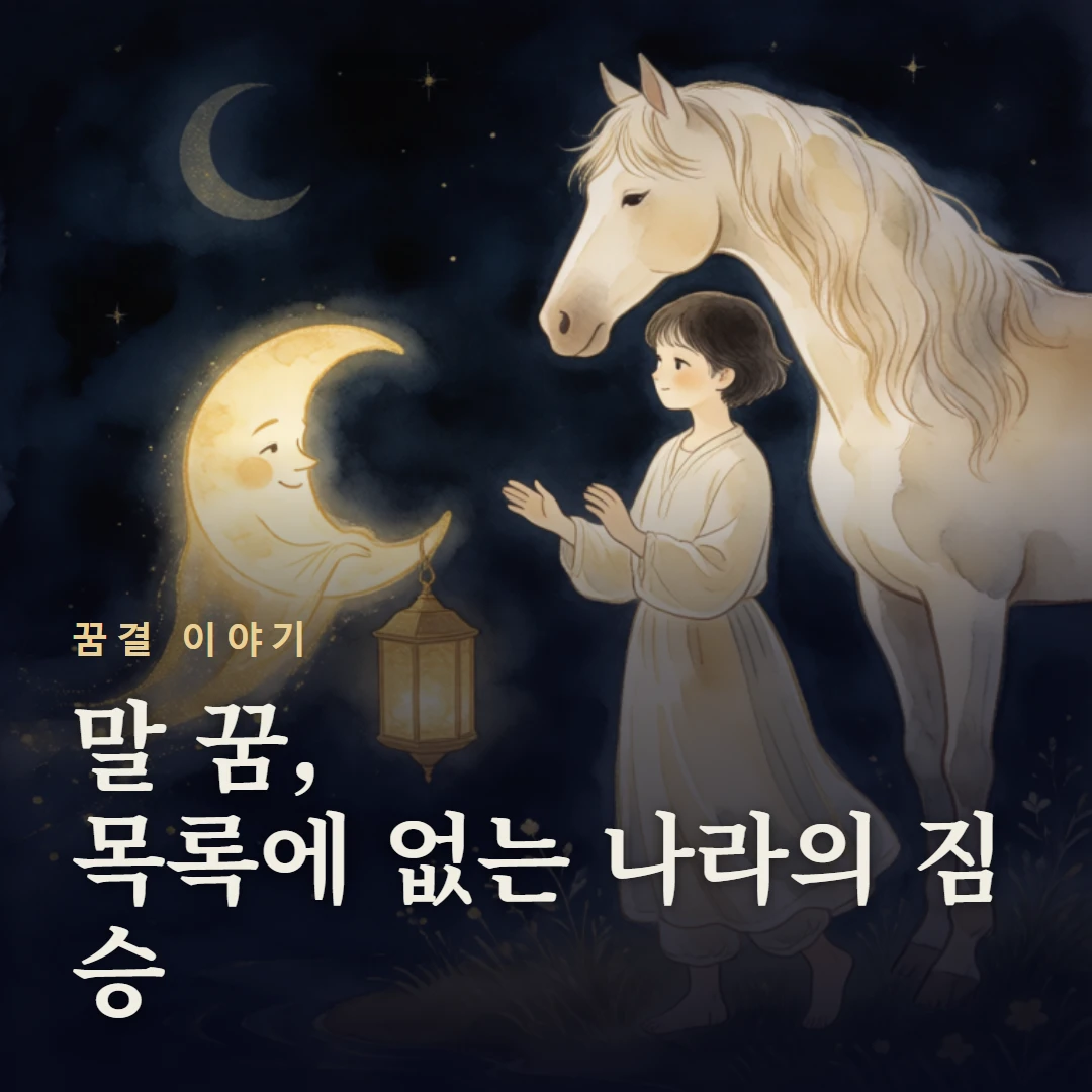 꿈결 이야기 표지 — 말 꿈, 목록에 없는 나라의 짐승