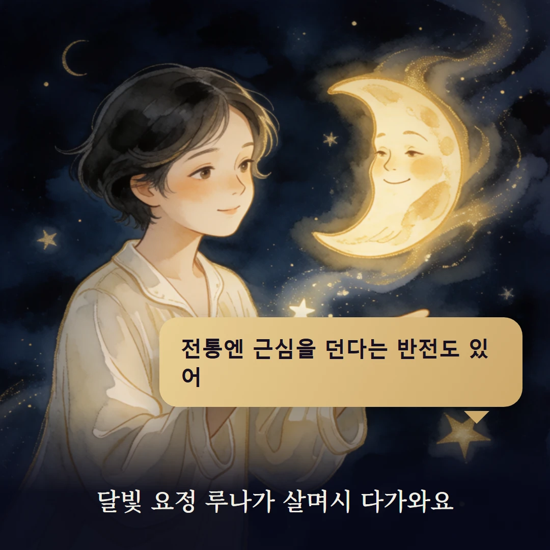 이야기 2컷 — 달빛 요정 루나가 살며시 다가와요