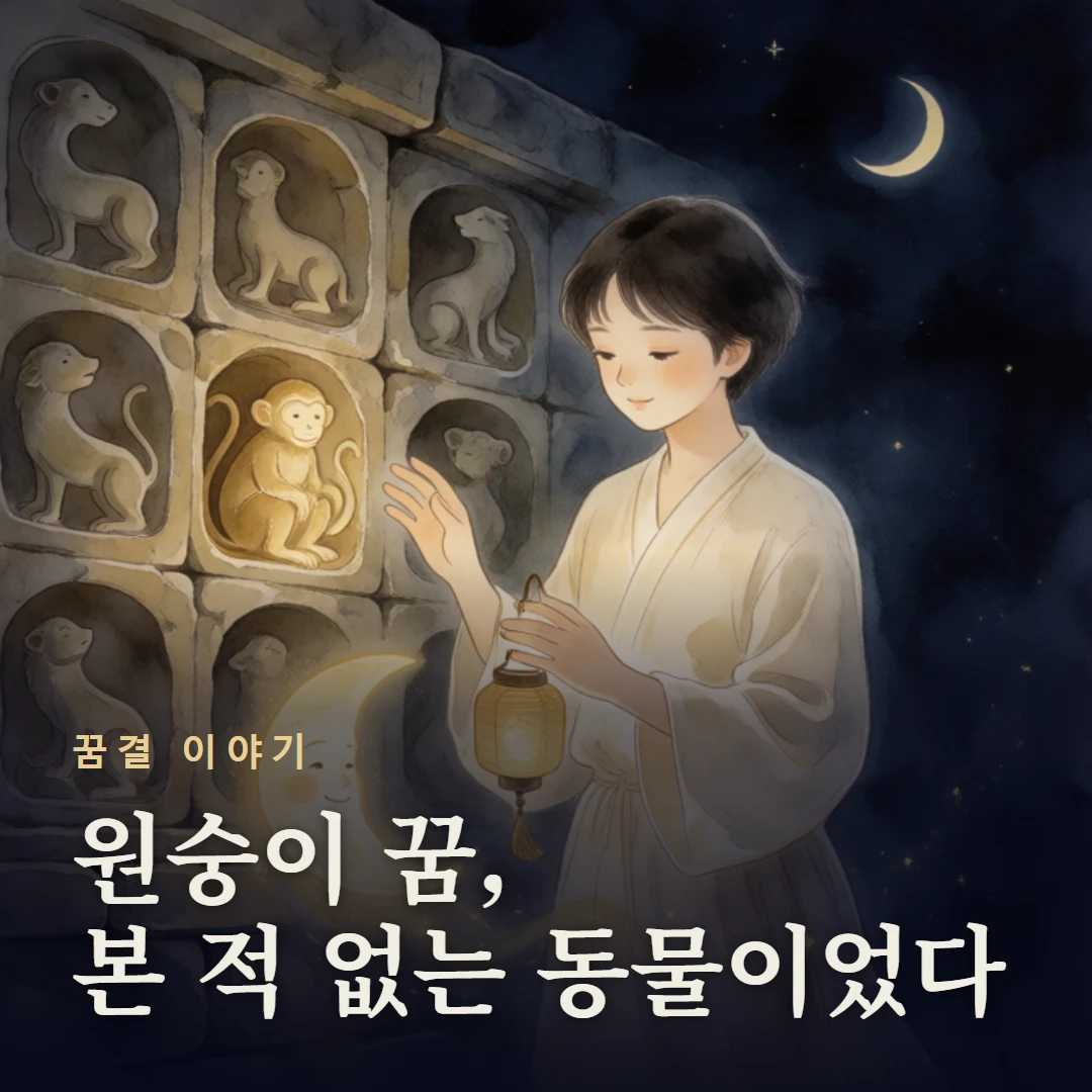 꿈결 이야기 표지 — 원숭이 꿈, 본 적 없는 동물이었다