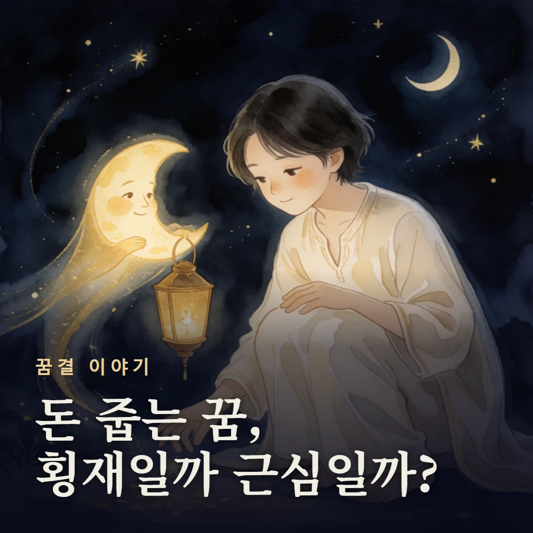 꿈결 이야기 표지 — 돈 줍는 꿈, 횡재일까 근심일까?