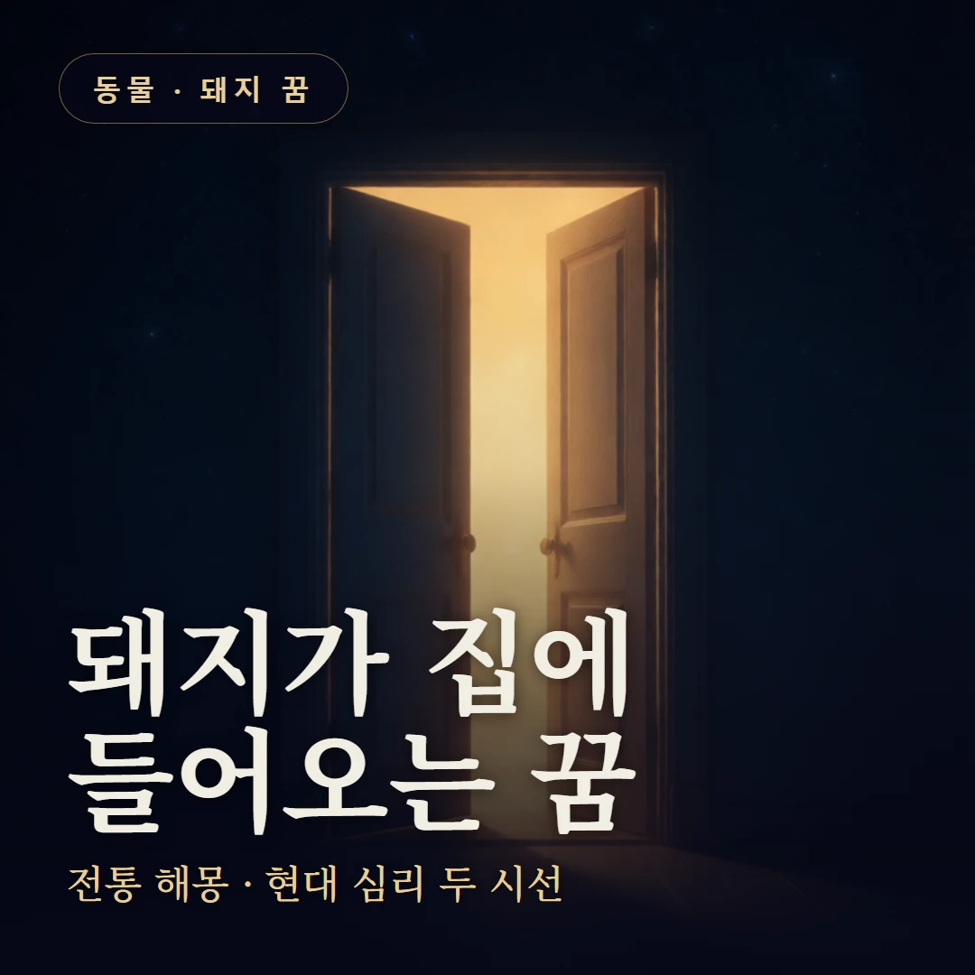 돼지가 집에 들어오는 꿈 요약 표지 — 전통 해몽 · 현대 심리 두 시선