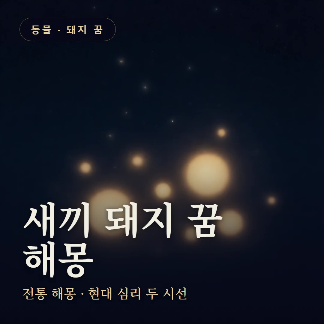 새끼 돼지 꿈 요약 표지 — 전통 해몽 · 현대 심리 두 시선