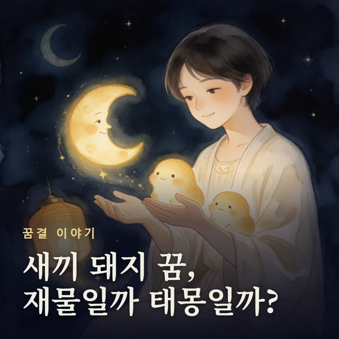 꿈결 이야기 표지 — 새끼 돼지 꿈, 재물일까 태몽일까?