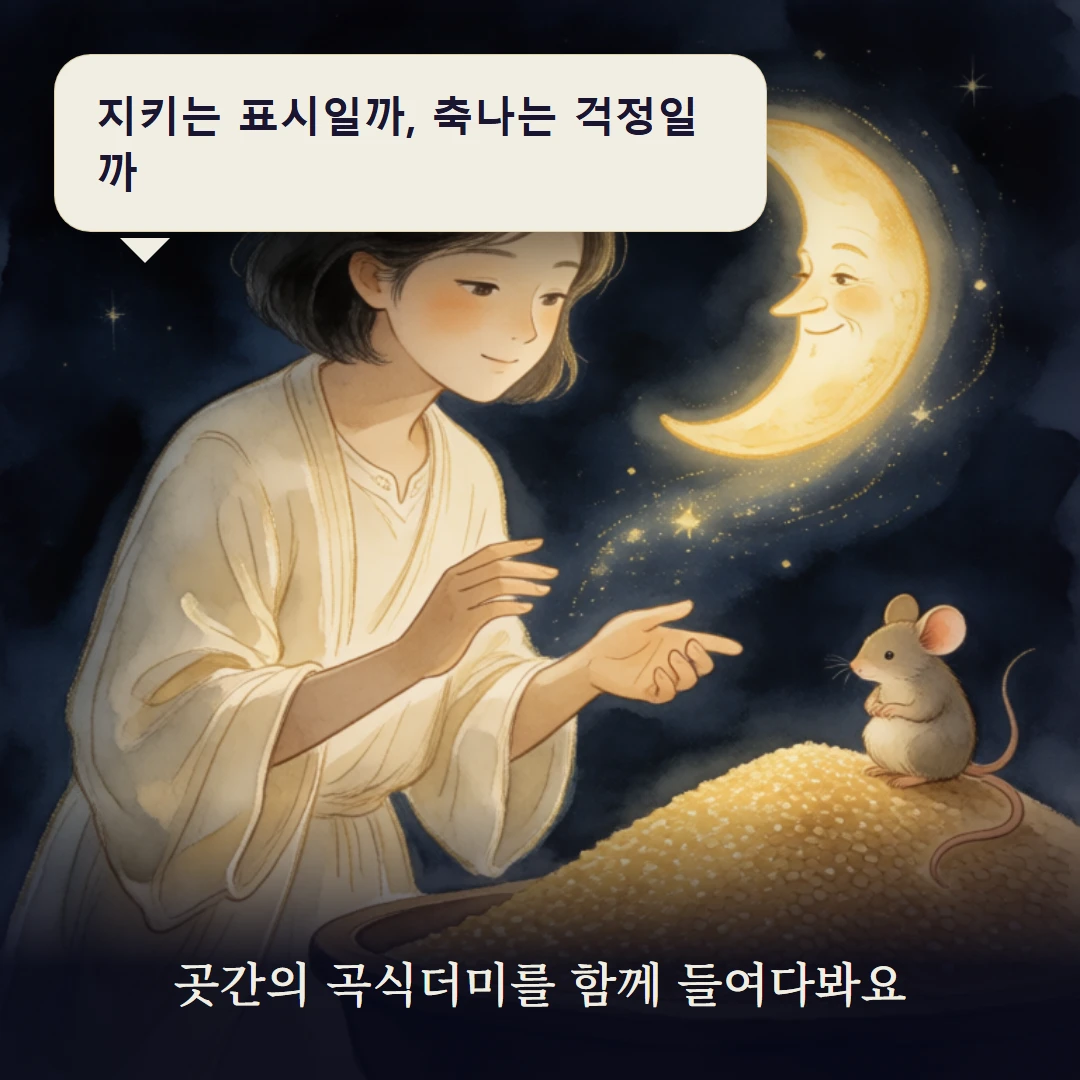 이야기 3컷 — 곳간의 곡식더미를 함께 들여다봐요