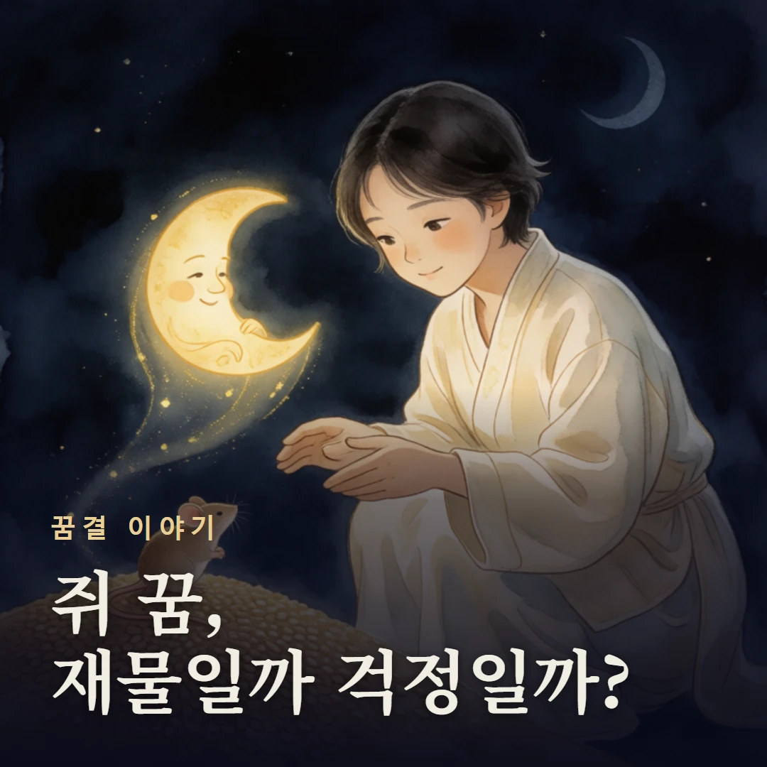 꿈결 이야기 표지 — 쥐 꿈, 재물일까 걱정일까?