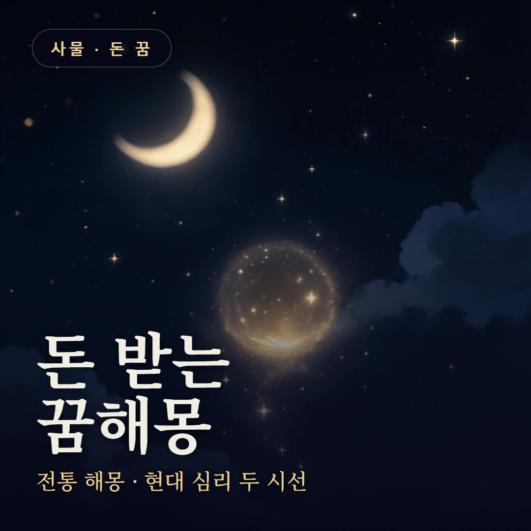 돈 받는 꿈 요약 표지 — 전통 해몽 · 현대 심리 두 시선