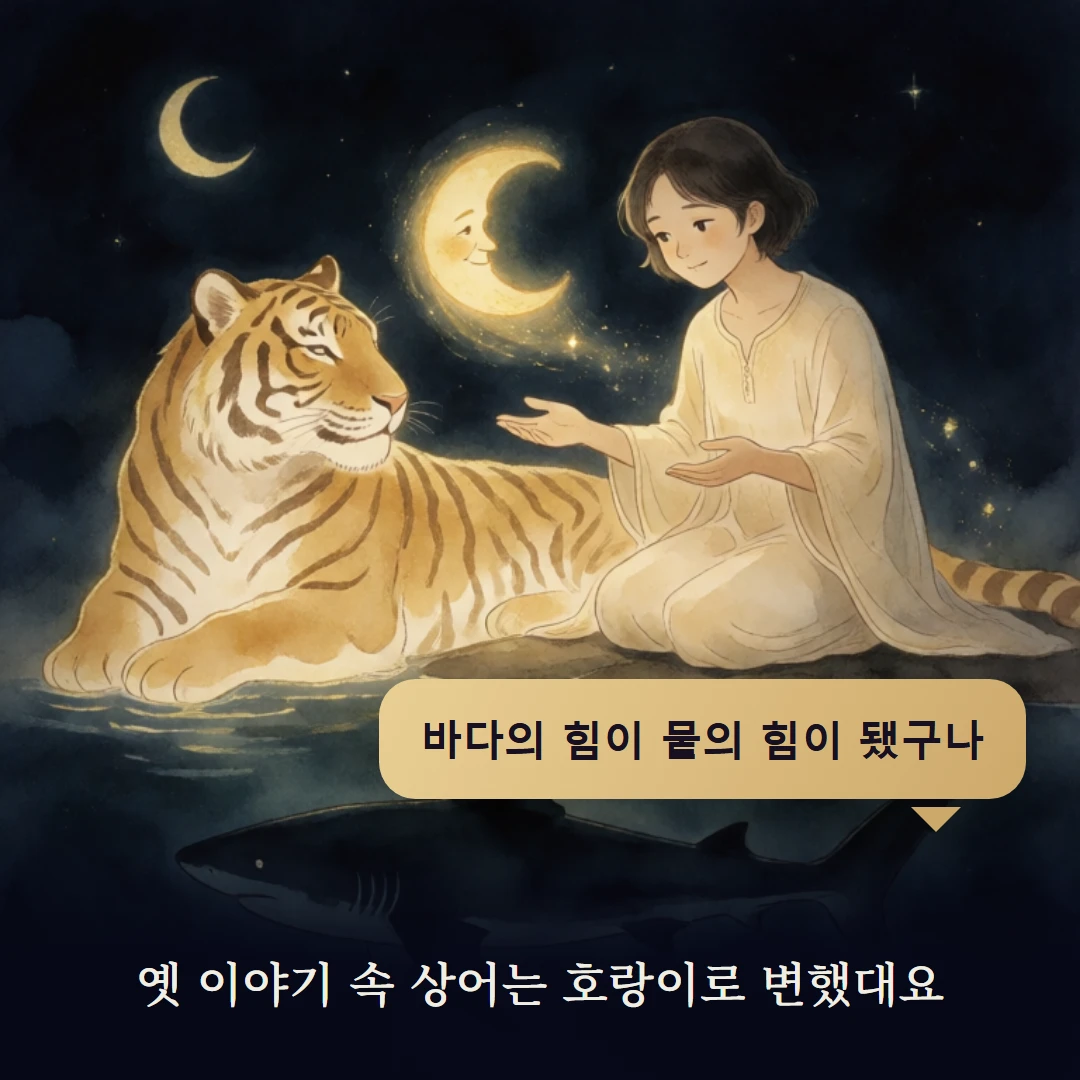 이야기 4컷 — 옛 이야기 속 상어는 호랑이로 변했대요